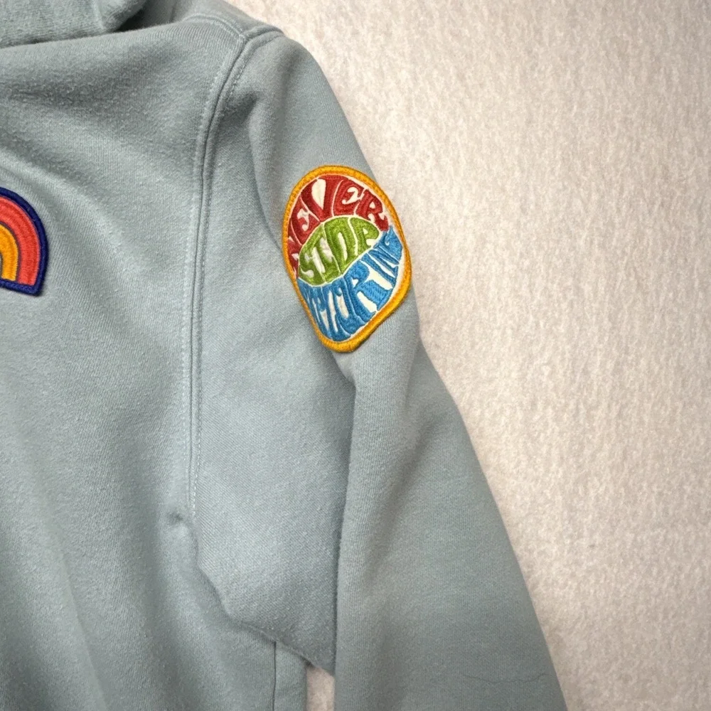 The North Face Novelty Patch Hoodie Mens Medium Light Mint Green Sweatshirt